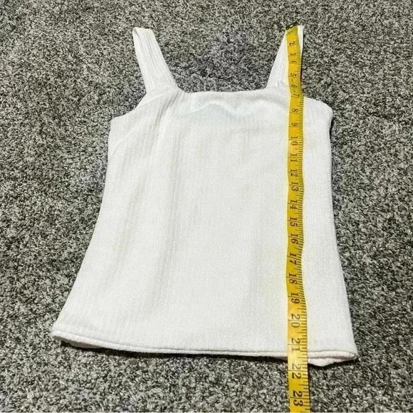Lulus Tank Top Womens M White Fuzzy Ribbed Square Neck - Picture 4 of 8